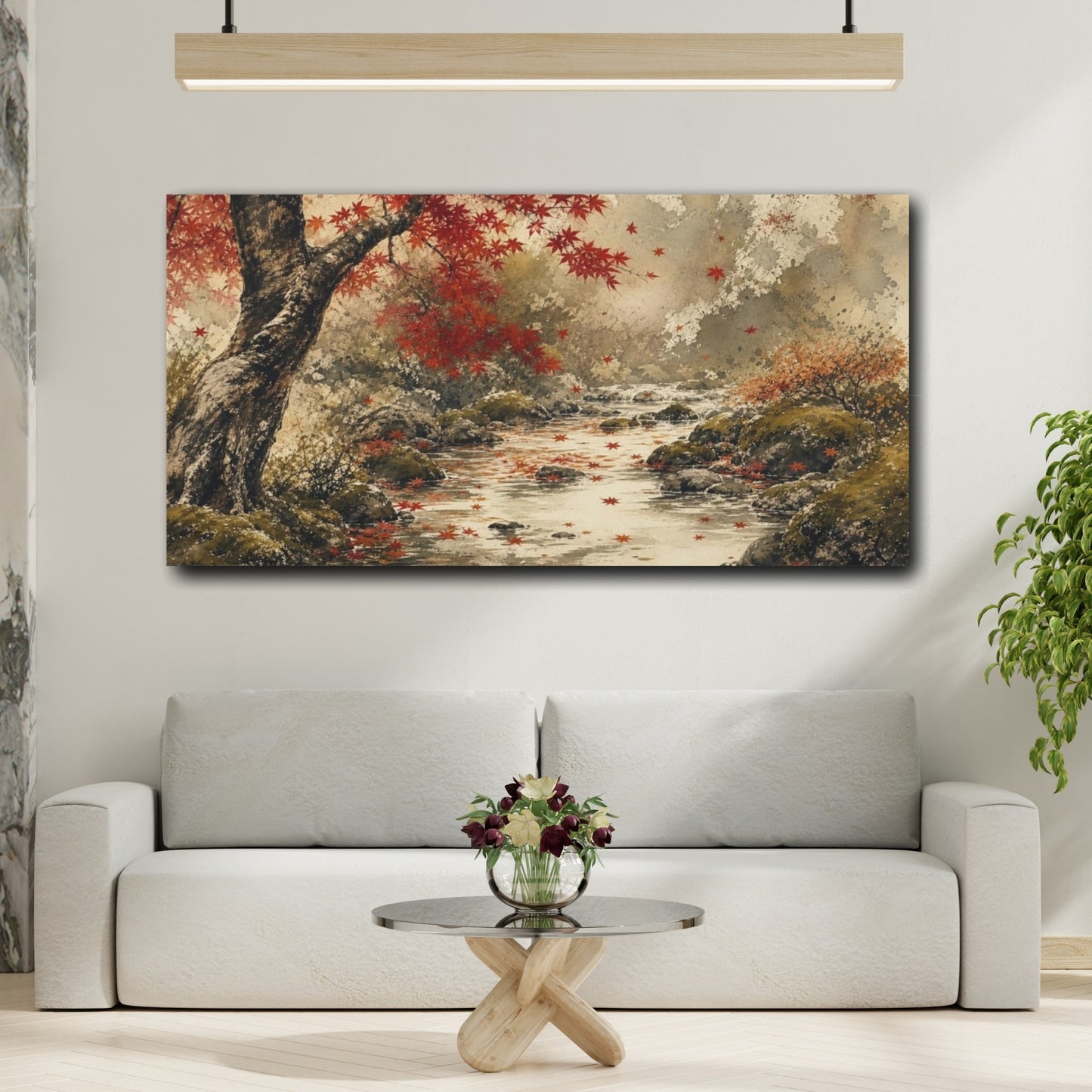 Mockup 2. Maple Tree Nature Autumn Leaves shown as canvas print