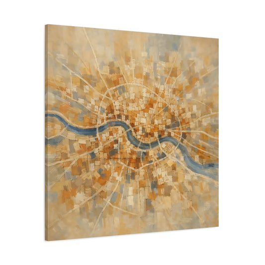 Main Mockup. Maps City Map Gold Blue Map shown as stretched canvas wall art