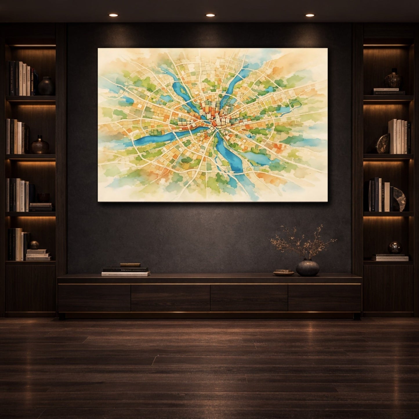 Maps City Watercolor - Canvas Wall Art Print - YesArtYes