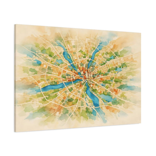 Maps City Watercolor - Canvas Wall Art Print - YesArtYes