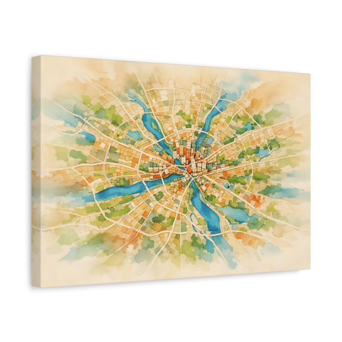 Maps City Watercolor - Canvas Wall Art Print - YesArtYes