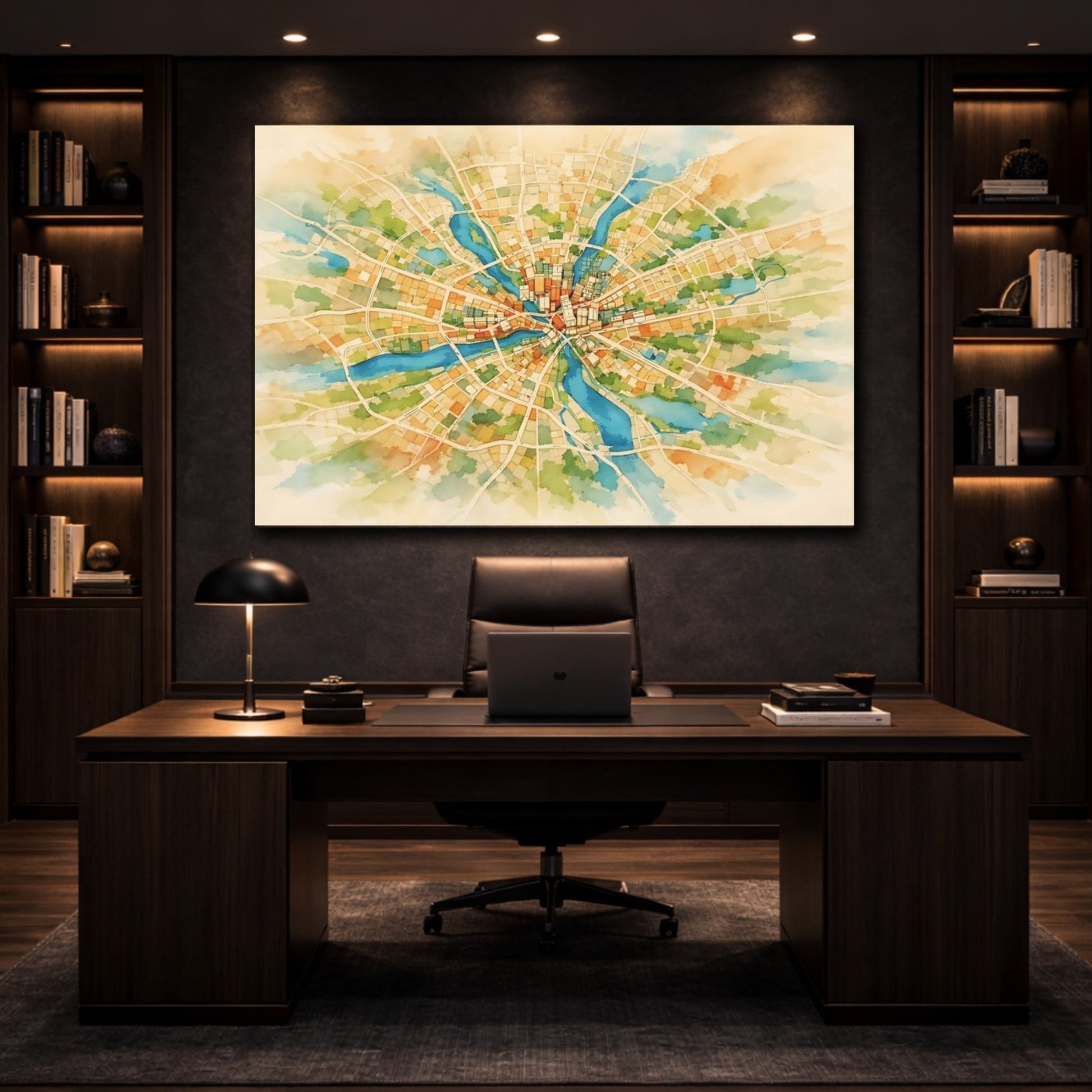 Maps City Watercolor - Canvas Wall Art Print - YesArtYes