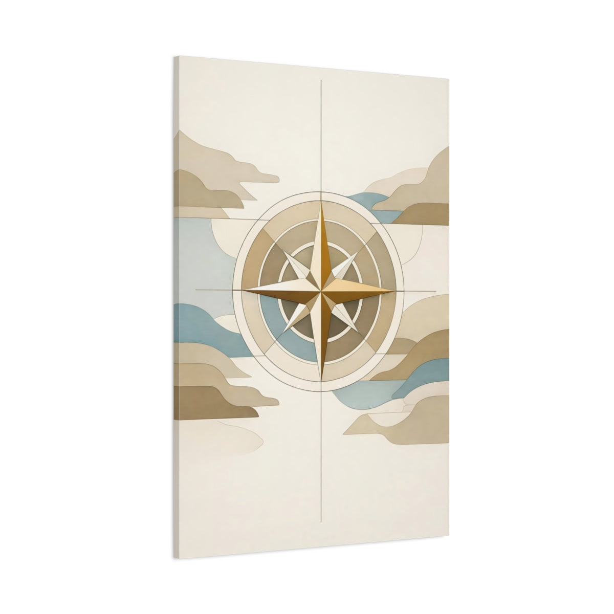 Maps Compass Neutral Compass Rose shown as stretched canvas wall art