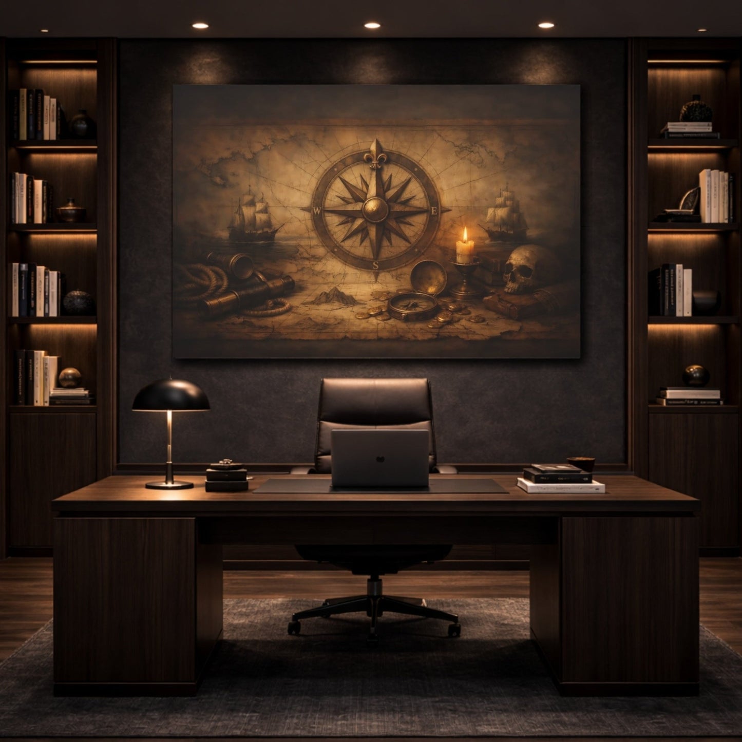 Maps Compass Rose Vintage Nautical - Canvas Wall Art Print - YesArtYes