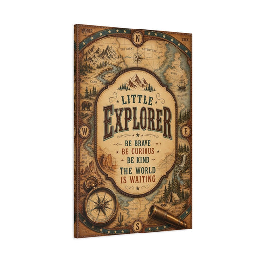 Maps Explorer Vintage Canvas Wall Art Print – Kids Room Decor, - YesArtYes