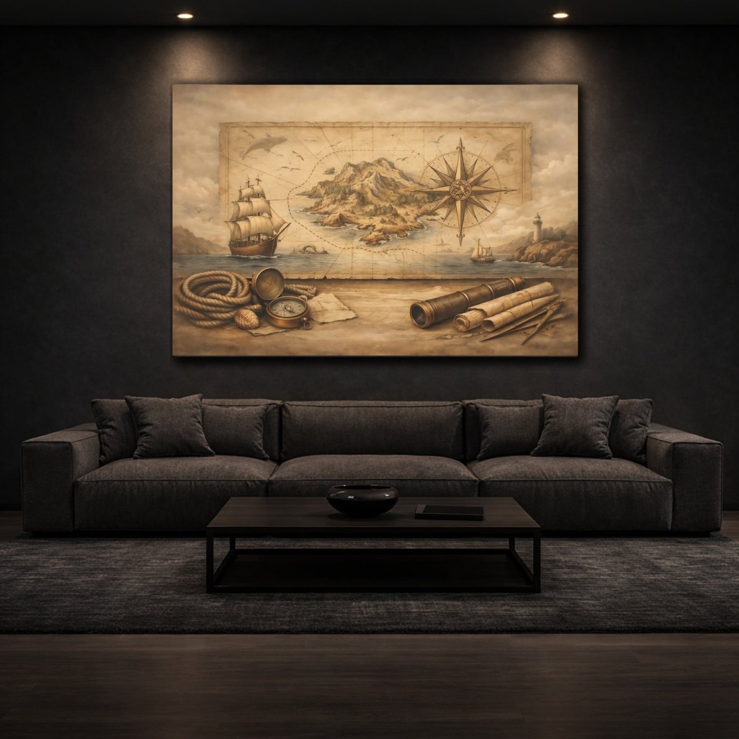 Maps Old Vintage Brown - Canvas Wall Art Print - YesArtYes