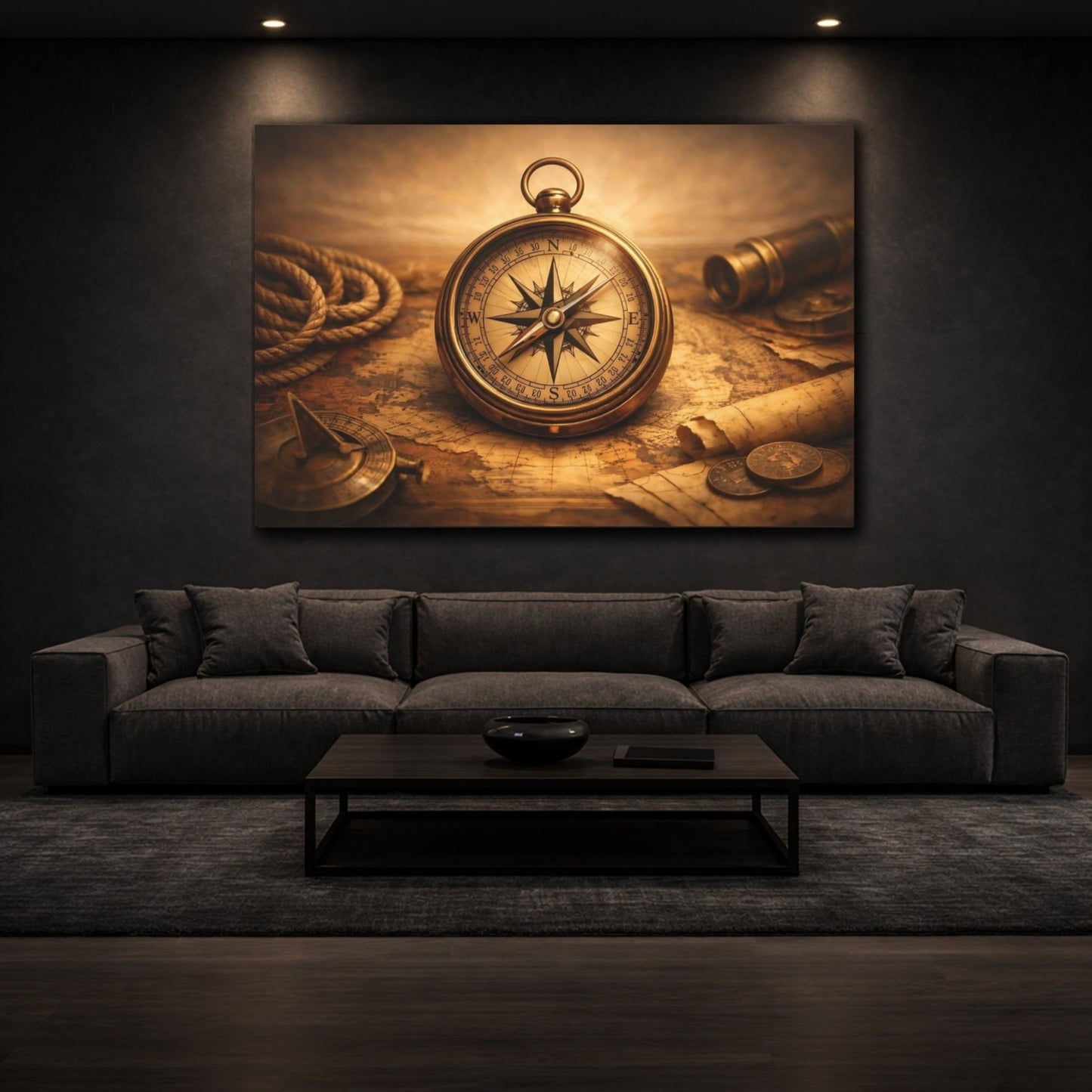 Maps Vintage Compass Exploration - Canvas Wall Art Print - YesArtYes