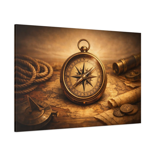 Maps Vintage Compass Exploration - Canvas Wall Art Print - YesArtYes