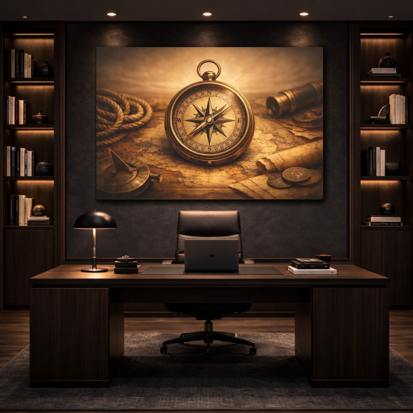 Maps Vintage Compass Exploration - Canvas Wall Art Print - YesArtYes
