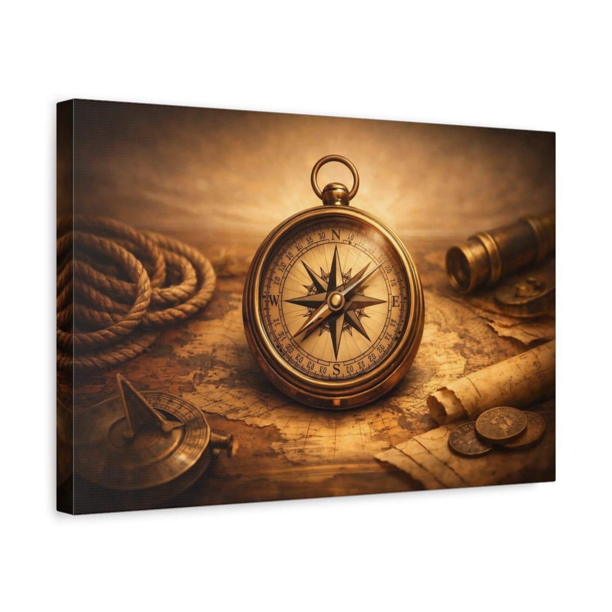 Maps Vintage Compass Exploration - Canvas Wall Art Print - YesArtYes