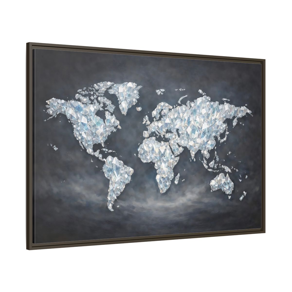 Main Mockup. Maps World Map Diamond World Map shown as stretched canvas wall art
