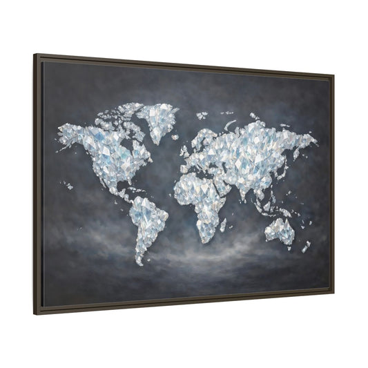 Main Mockup. Maps World Map Diamond World Map shown as stretched canvas wall art
