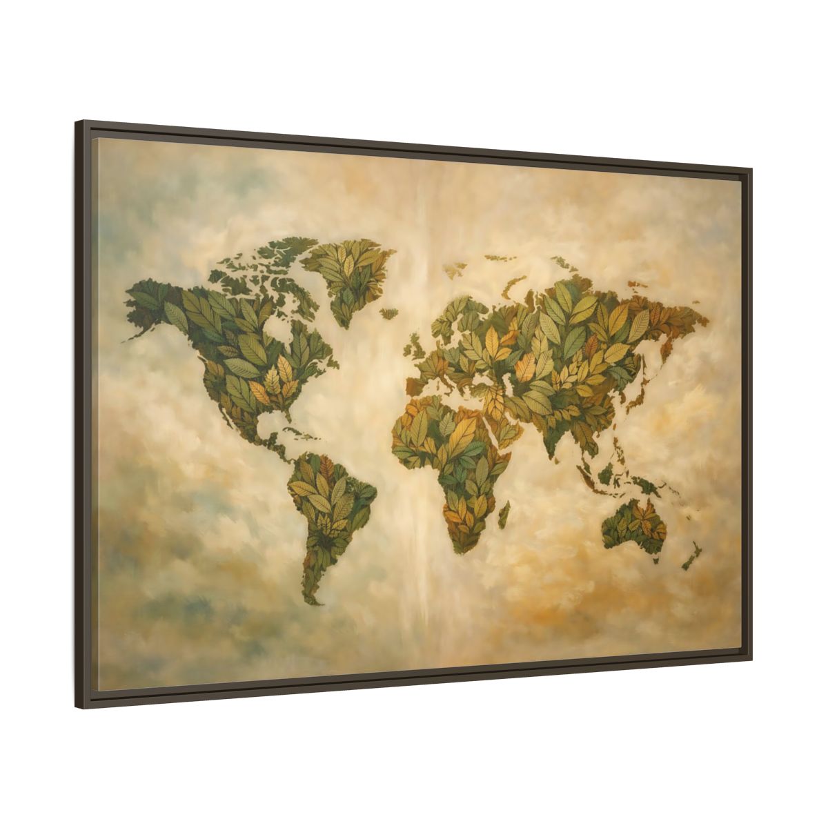Main Mockup. Maps World Map Green World Map shown as stretched canvas wall art