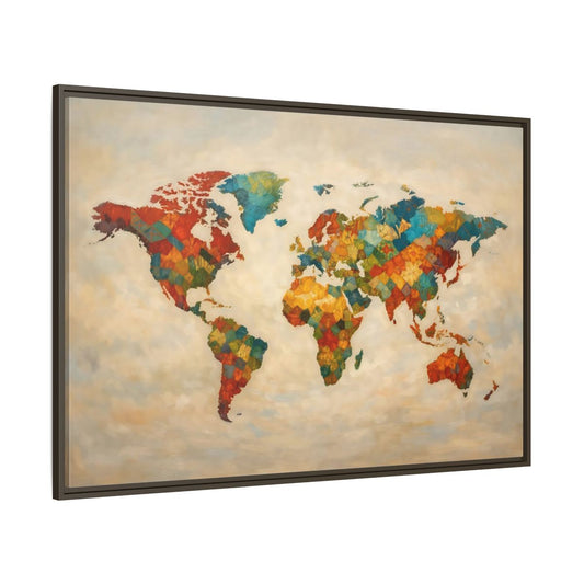 Main Mockup. Maps World Map Multicolor World Map shown as stretched canvas wall art