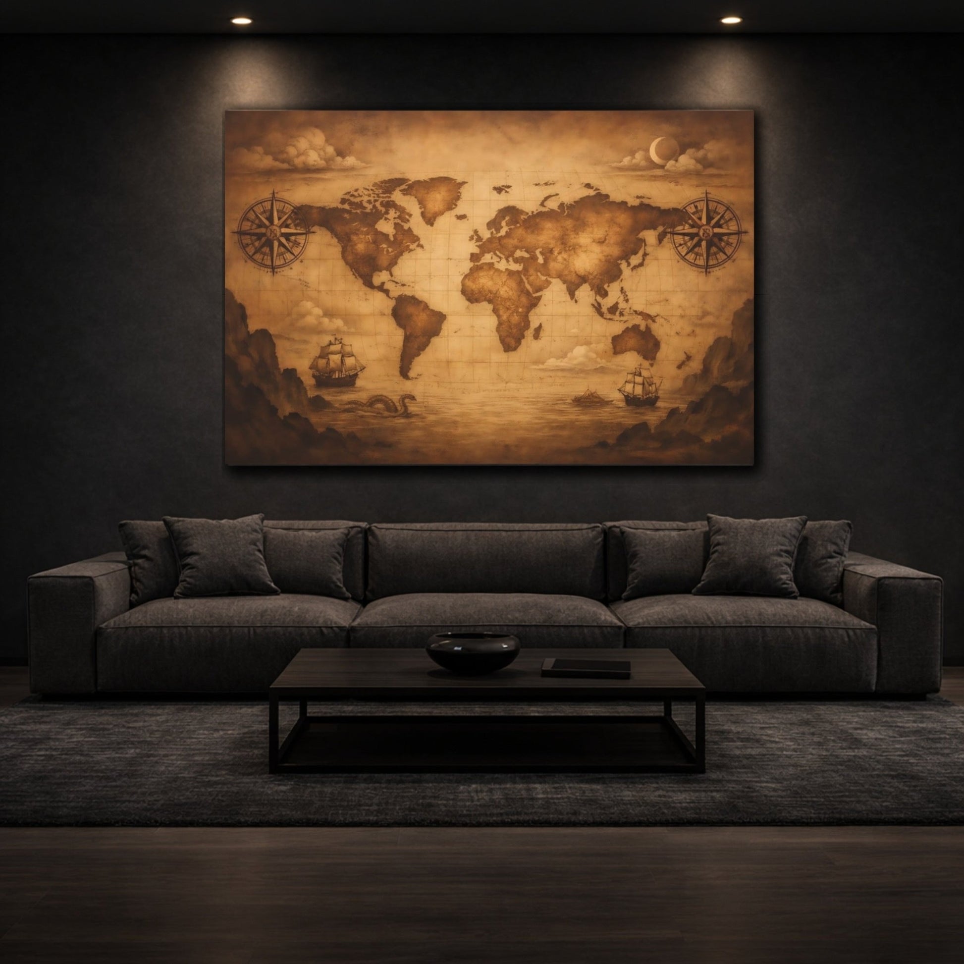Maps World Vintage - Canvas Wall Art Print - YesArtYes