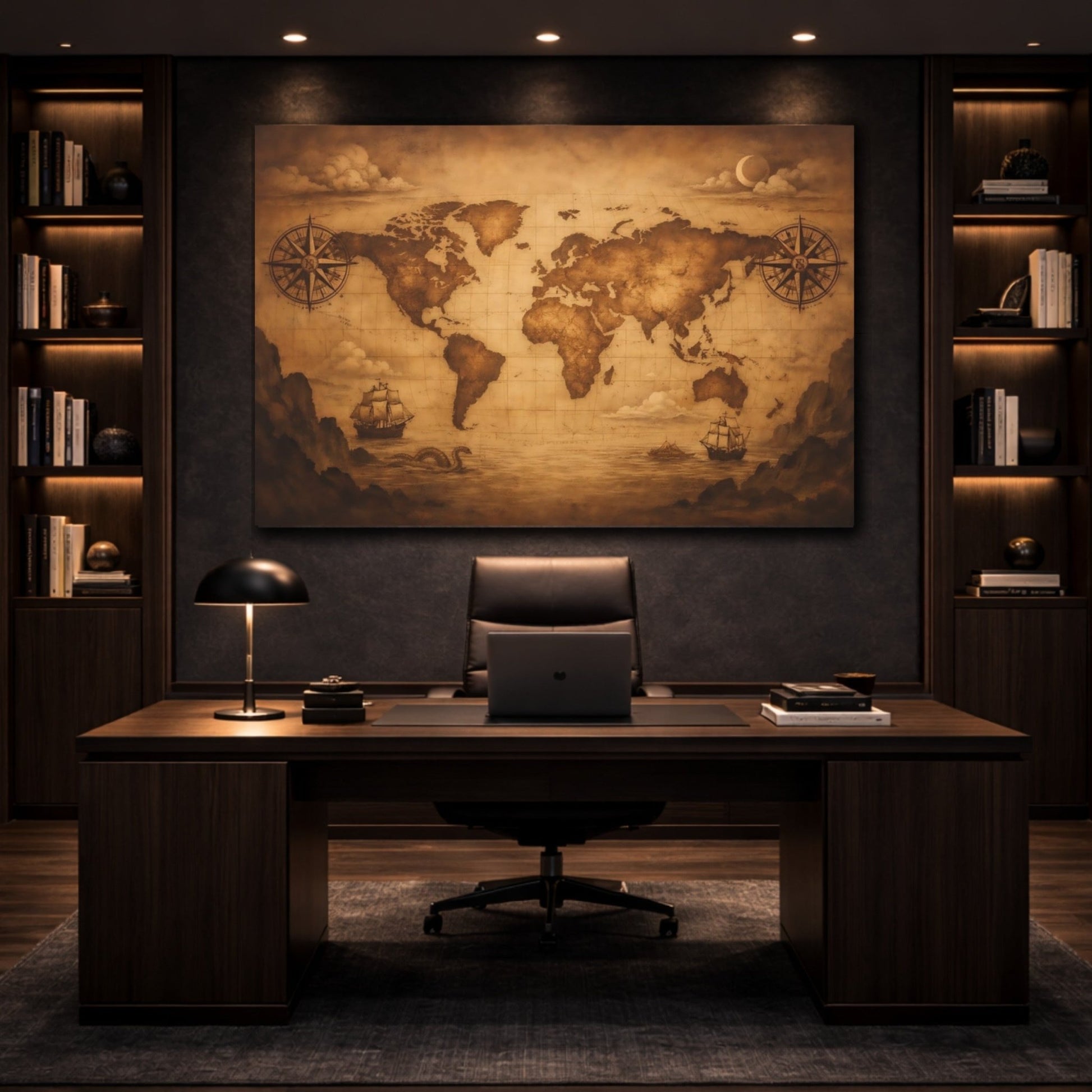 Maps World Vintage - Canvas Wall Art Print - YesArtYes