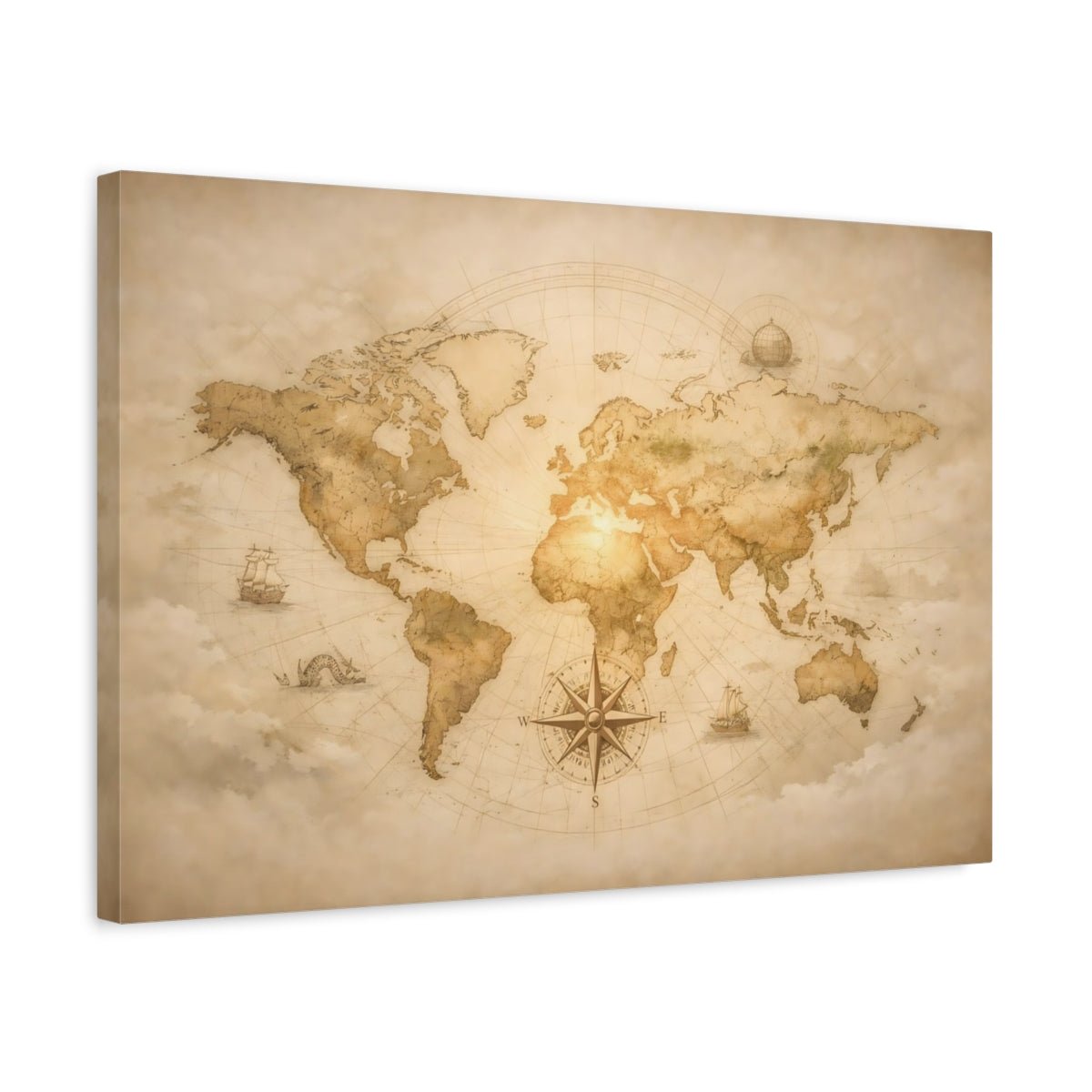 Maps World Vintage - Canvas Wall Art Print - YesArtYes