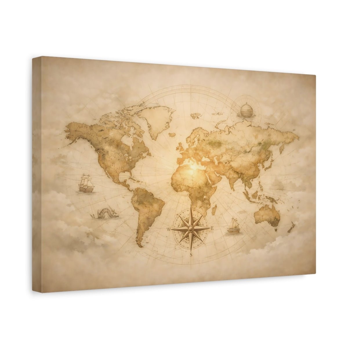 Maps World Vintage - Canvas Wall Art Print - YesArtYes
