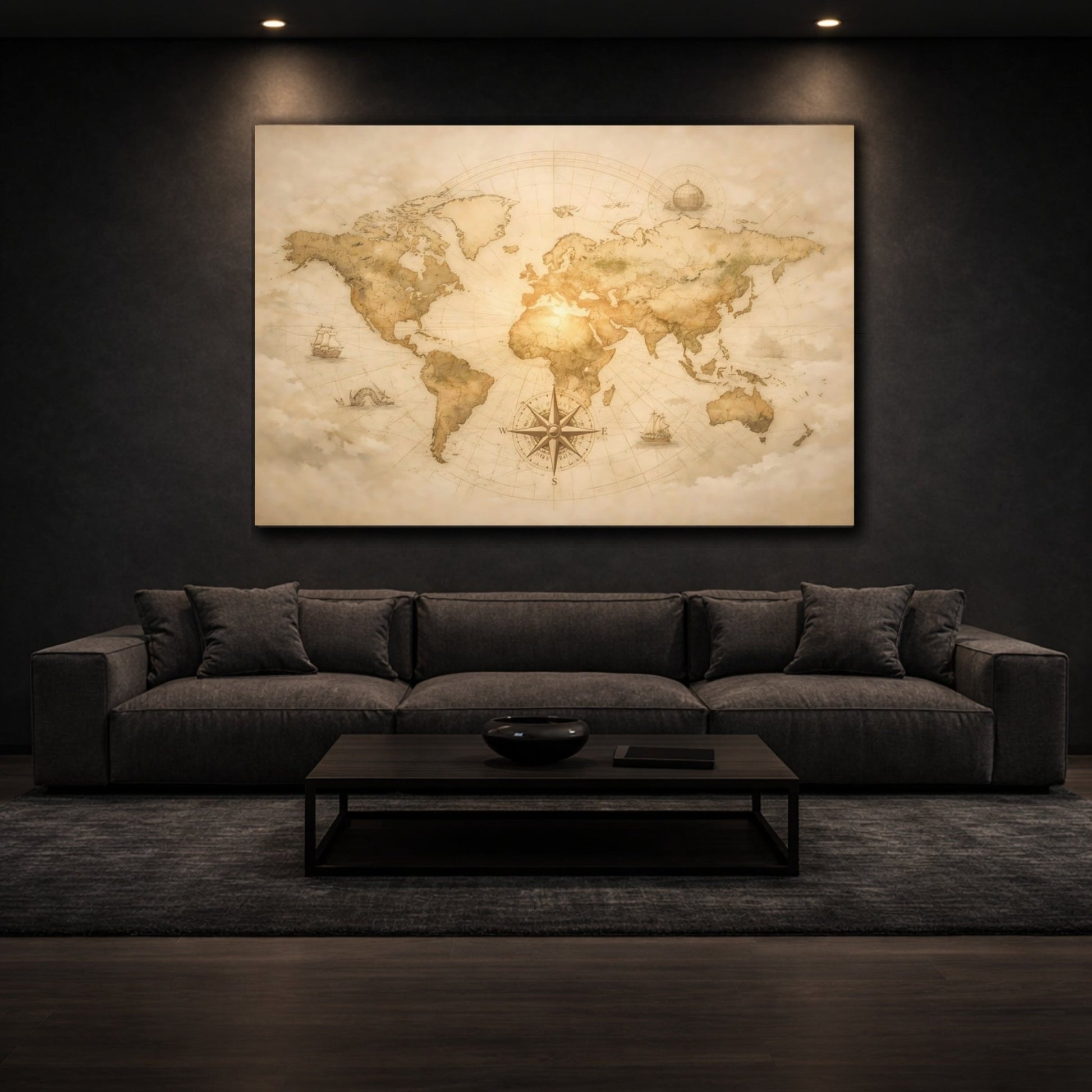 Maps World Vintage - Canvas Wall Art Print - YesArtYes