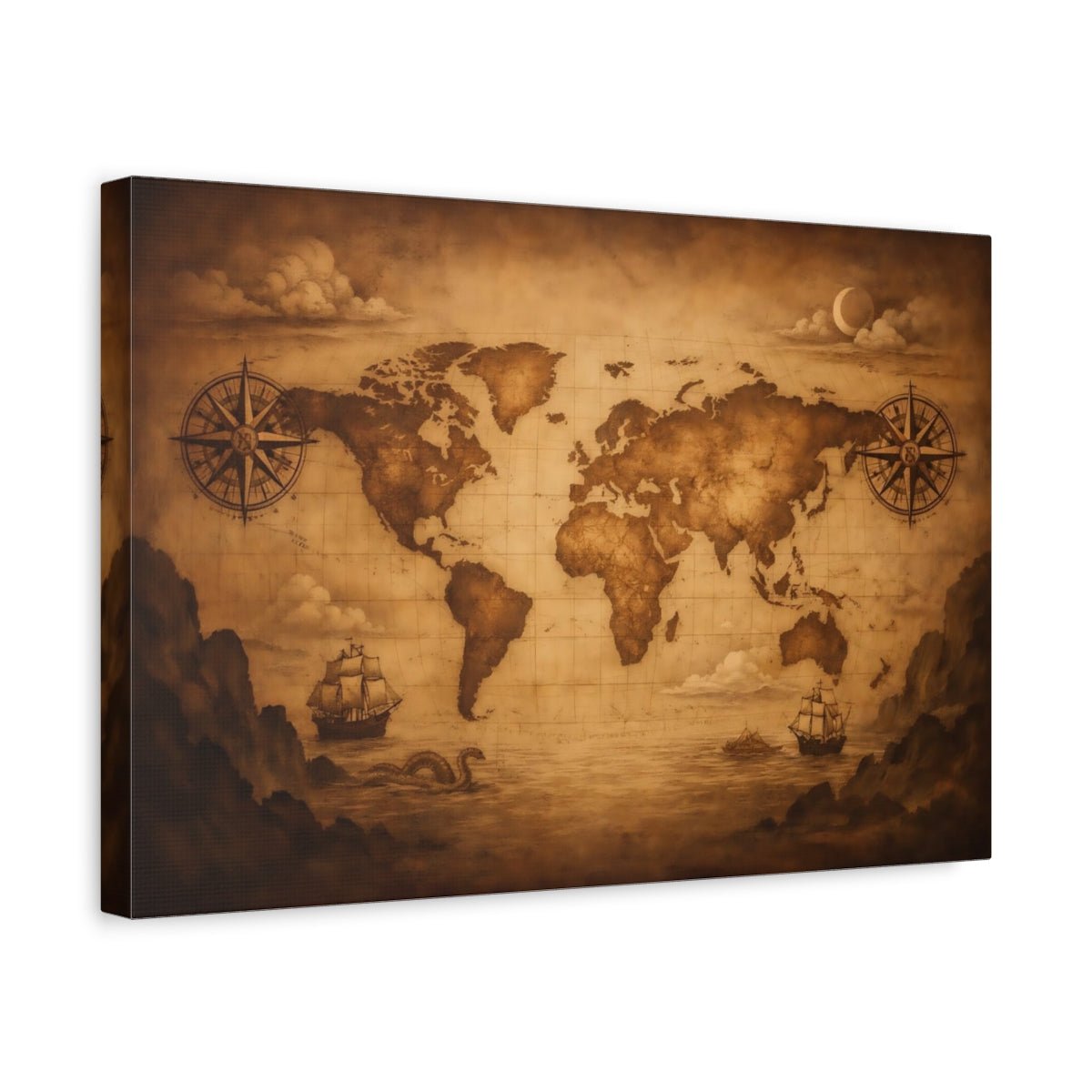 Maps World Vintage - Canvas Wall Art Print - YesArtYes