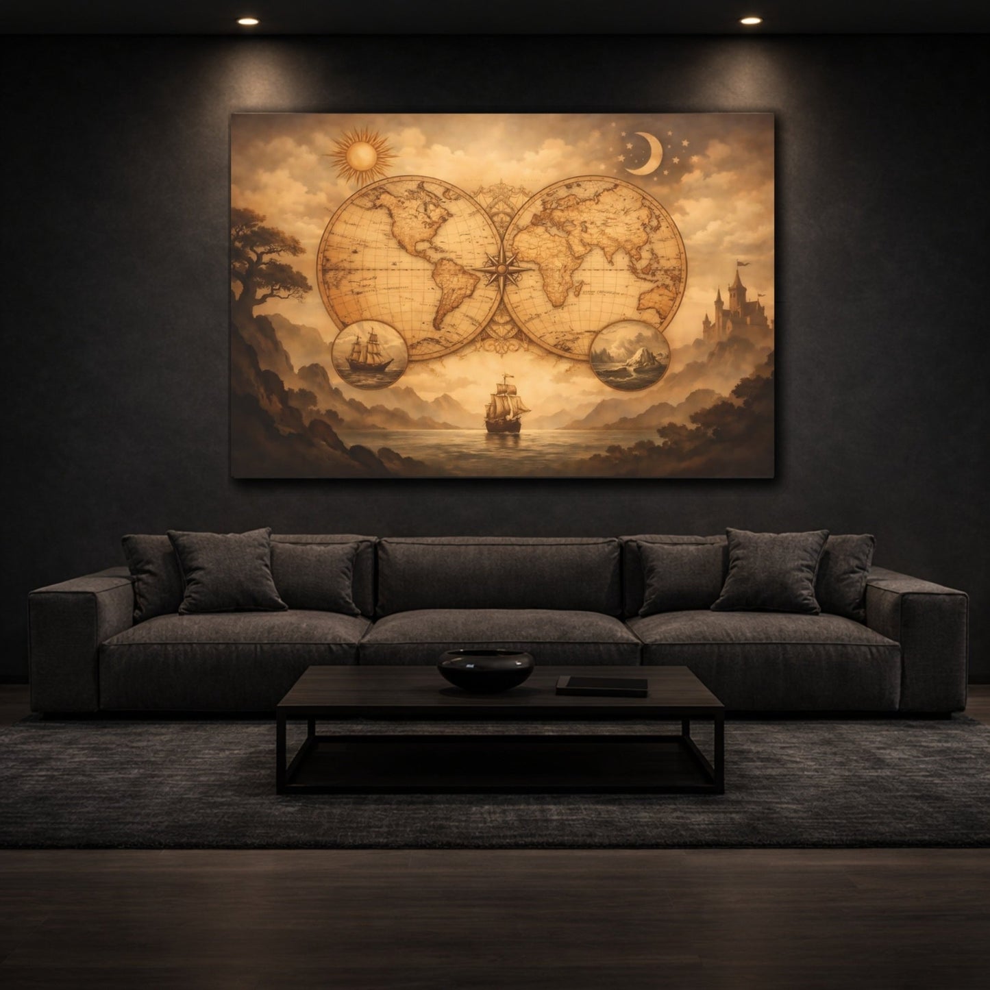 Maps World Vintage - Canvas Wall Art Print - YesArtYes