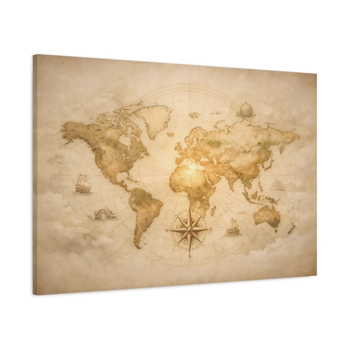 Maps World Vintage - Canvas Wall Art Print - YesArtYes