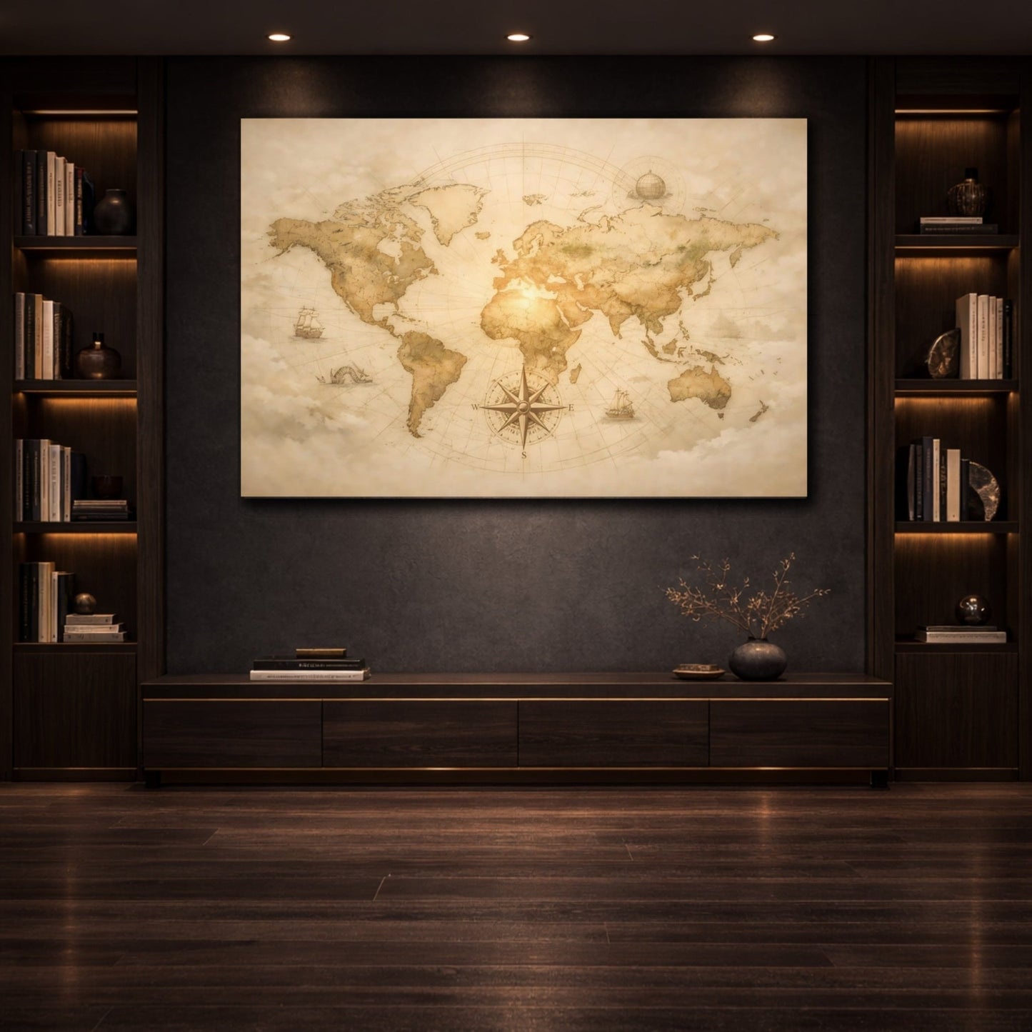 Maps World Vintage - Canvas Wall Art Print - YesArtYes