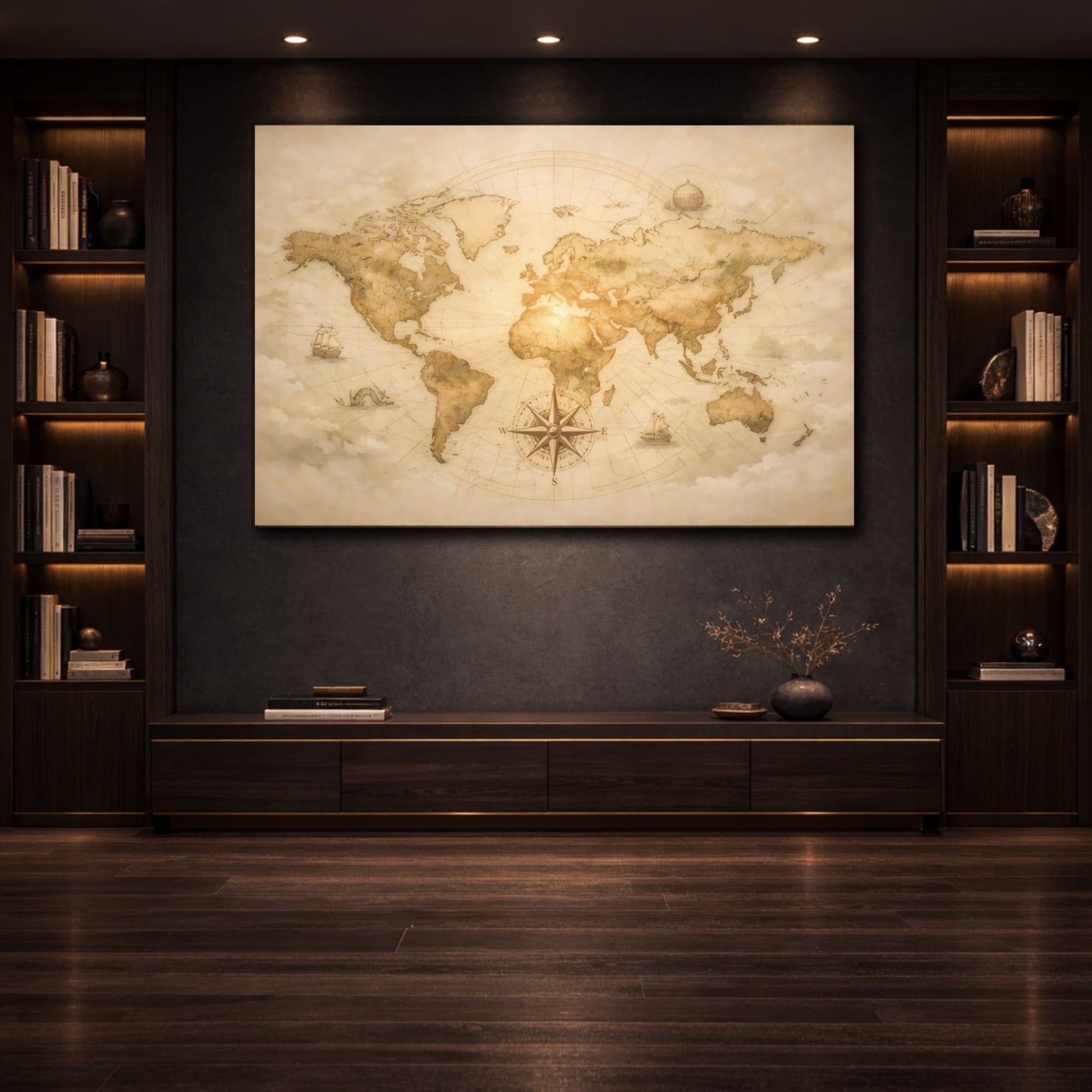 Maps World Vintage - Canvas Wall Art Print - YesArtYes