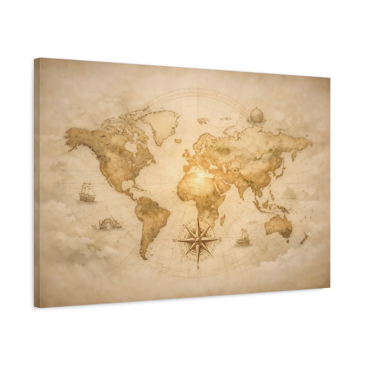 Maps World Vintage - Canvas Wall Art Print - YesArtYes