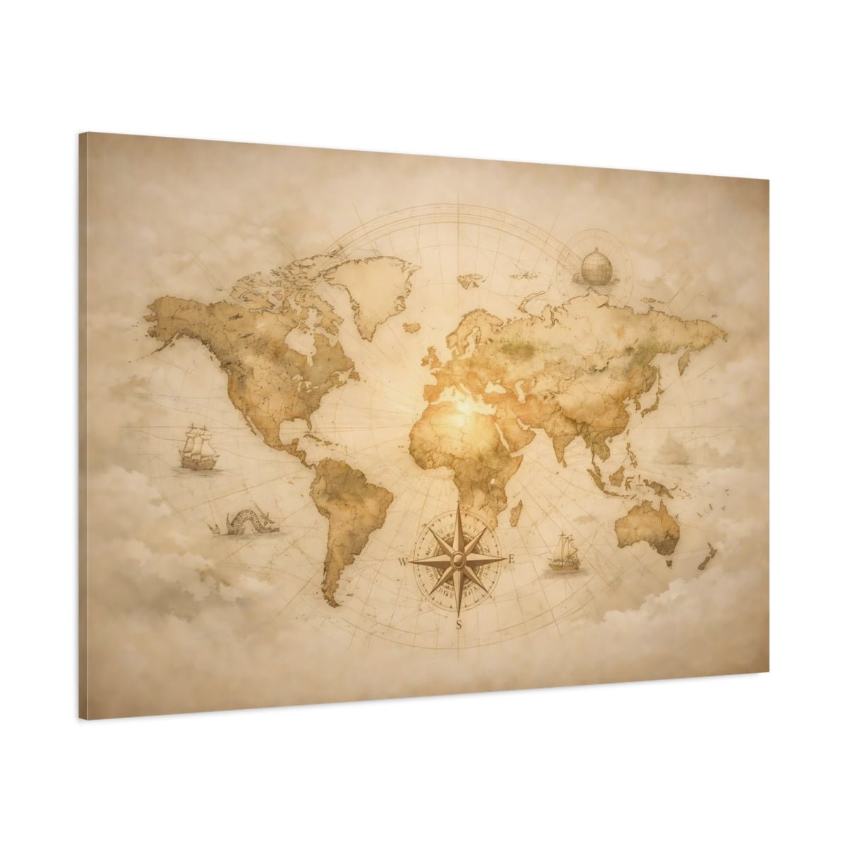 Maps World Vintage - Canvas Wall Art Print - YesArtYes