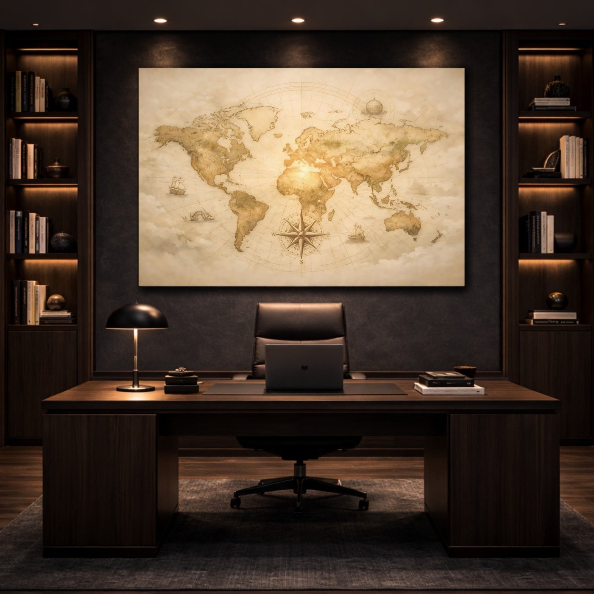 Maps World Vintage - Canvas Wall Art Print - YesArtYes