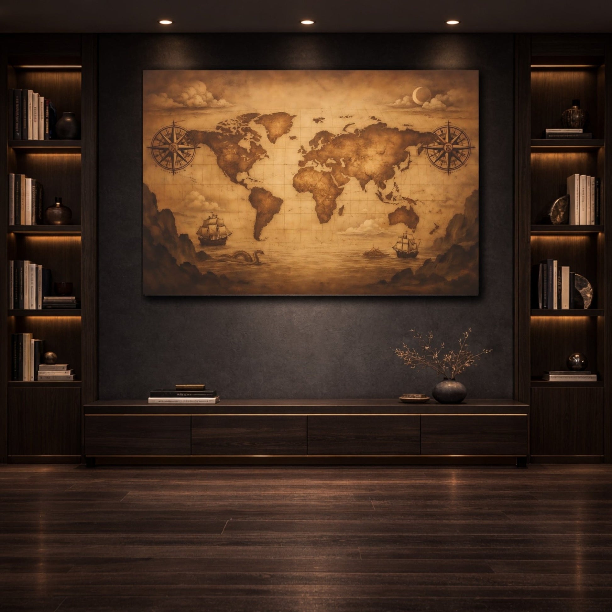Maps World Vintage - Canvas Wall Art Print - YesArtYes