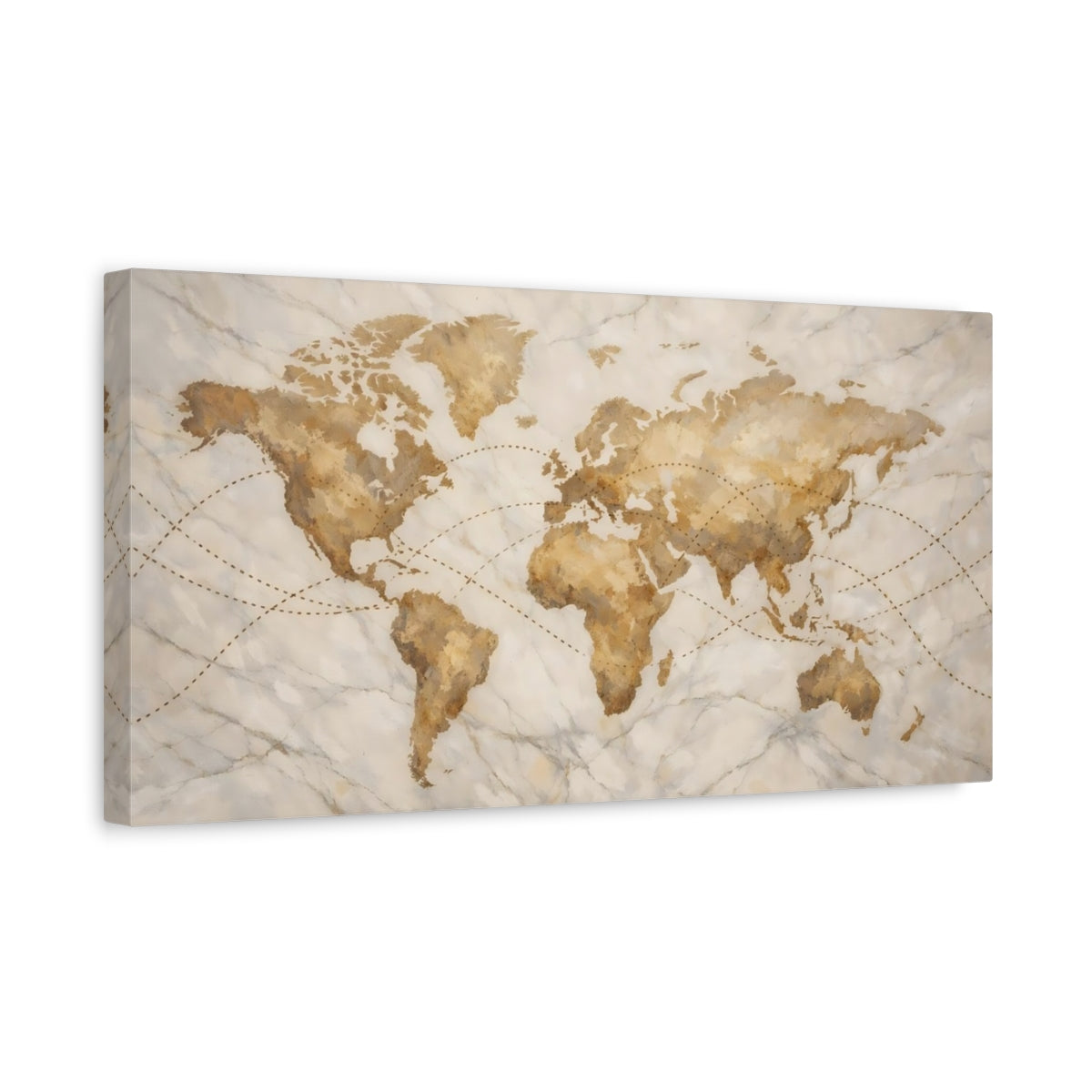 Side Mockup 3. Maps World Map Vintage World Map shown as stretched canvas wall art