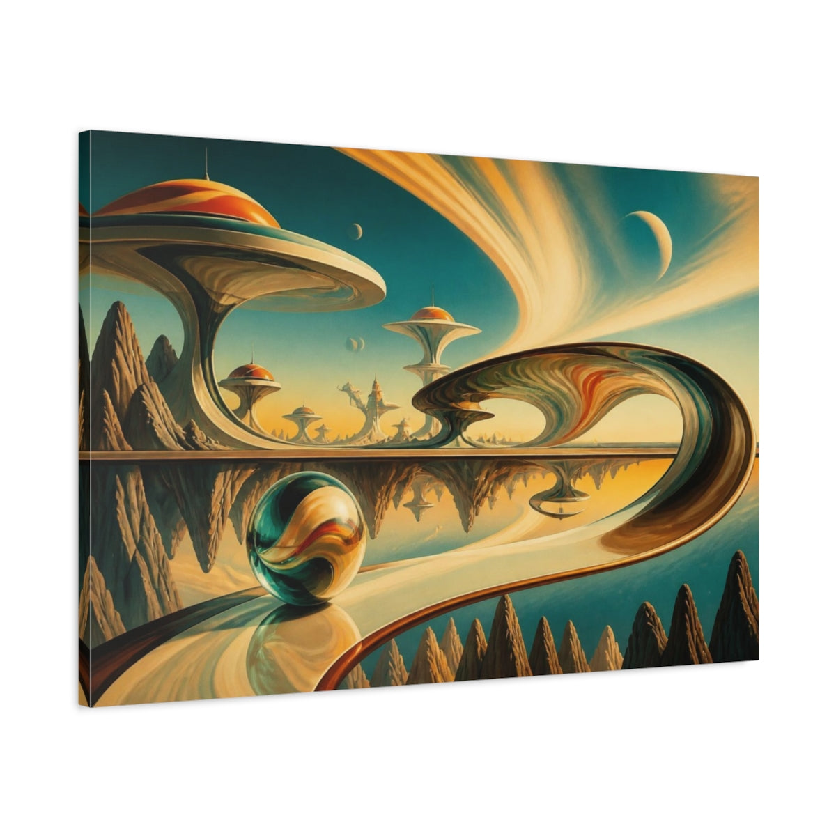 Main Mockup. Marble Illusion Landscape shown as canvas print