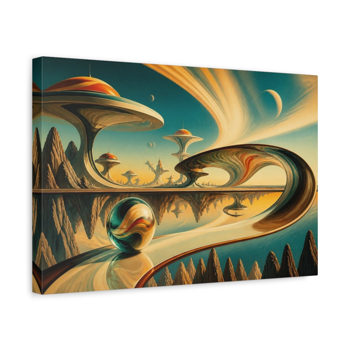 Side Mockup 4. Marble Illusion Landscape shown as canvas print