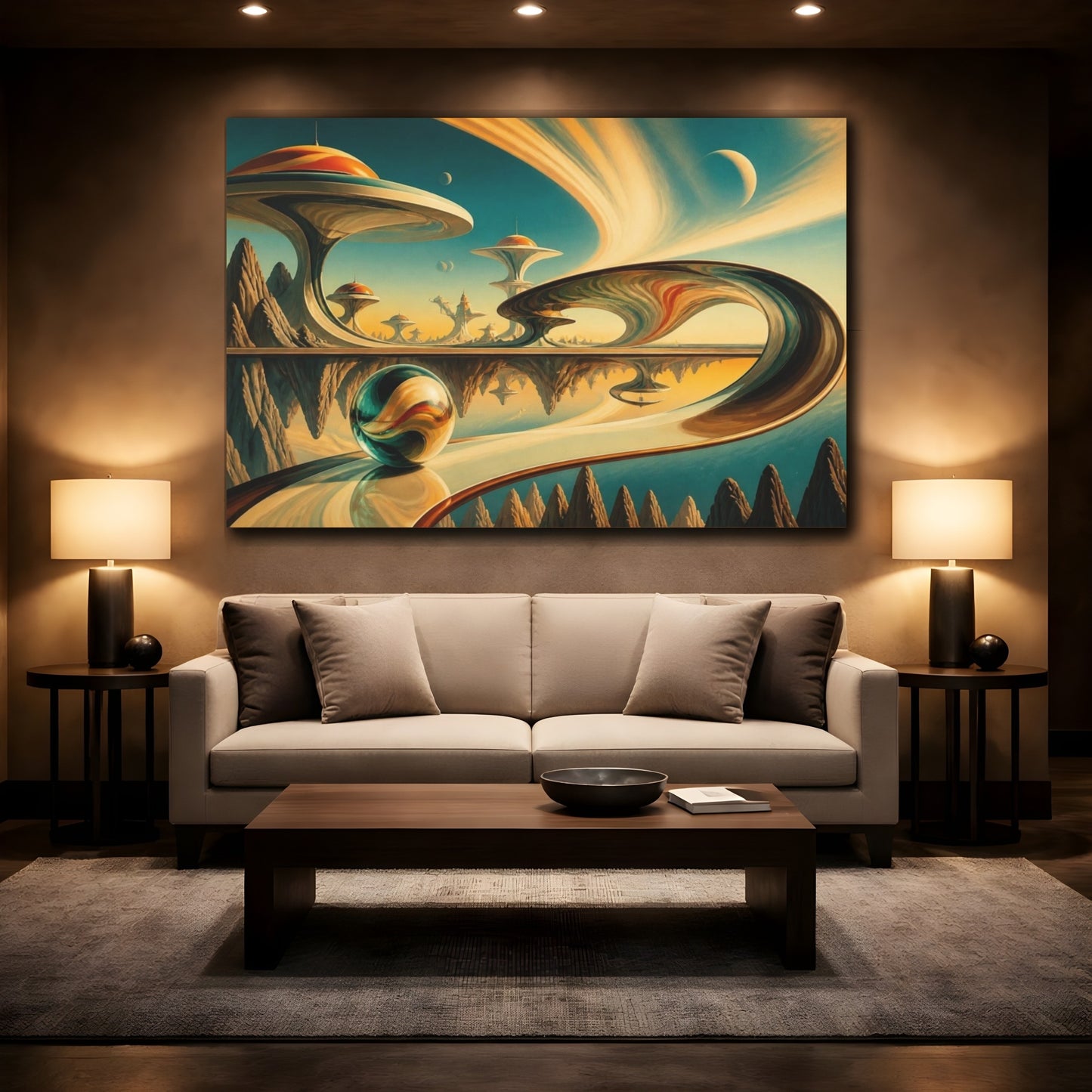 Mockup 2. Marble Illusion Landscape shown as canvas print