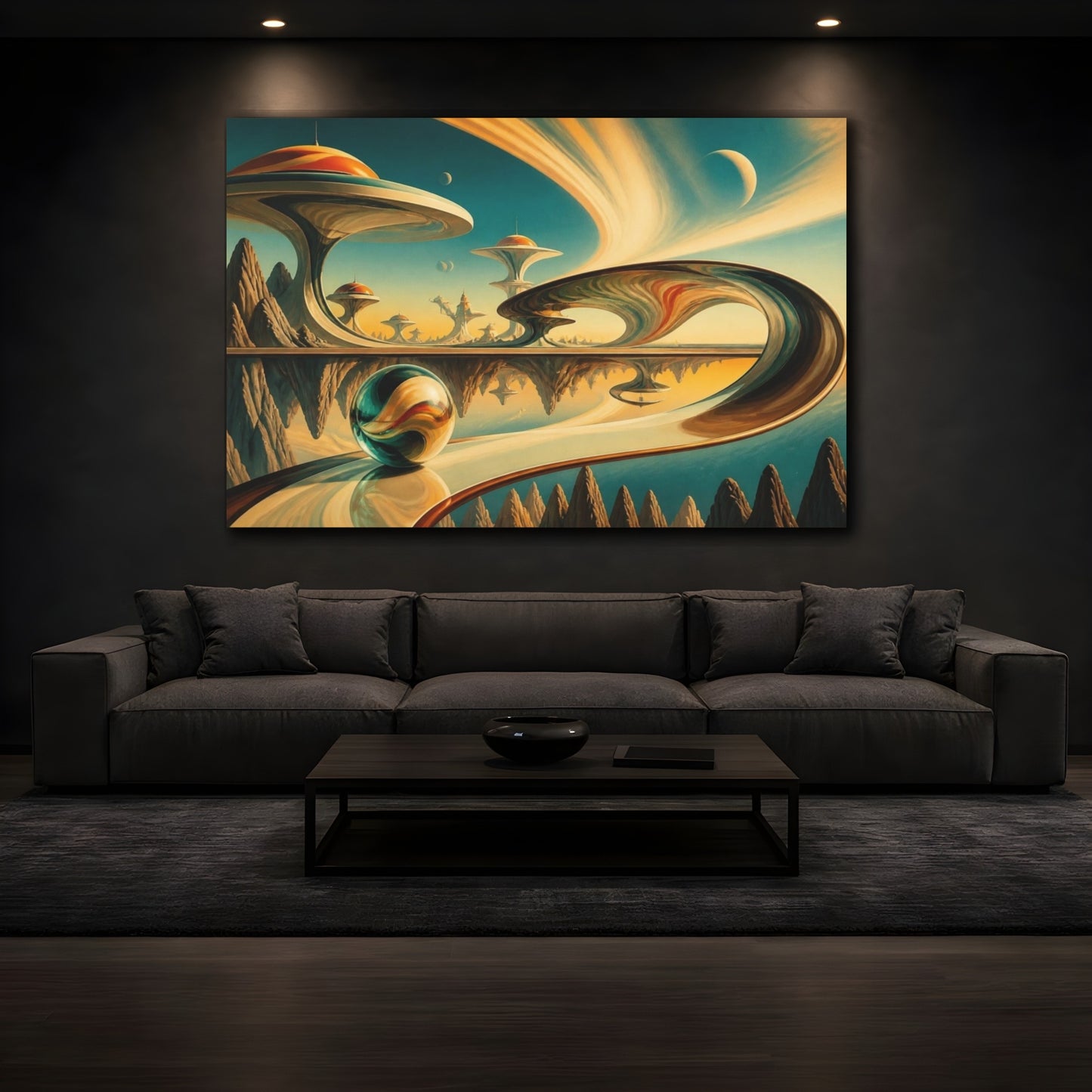 Mockup 3. Marble Illusion Landscape shown as canvas print