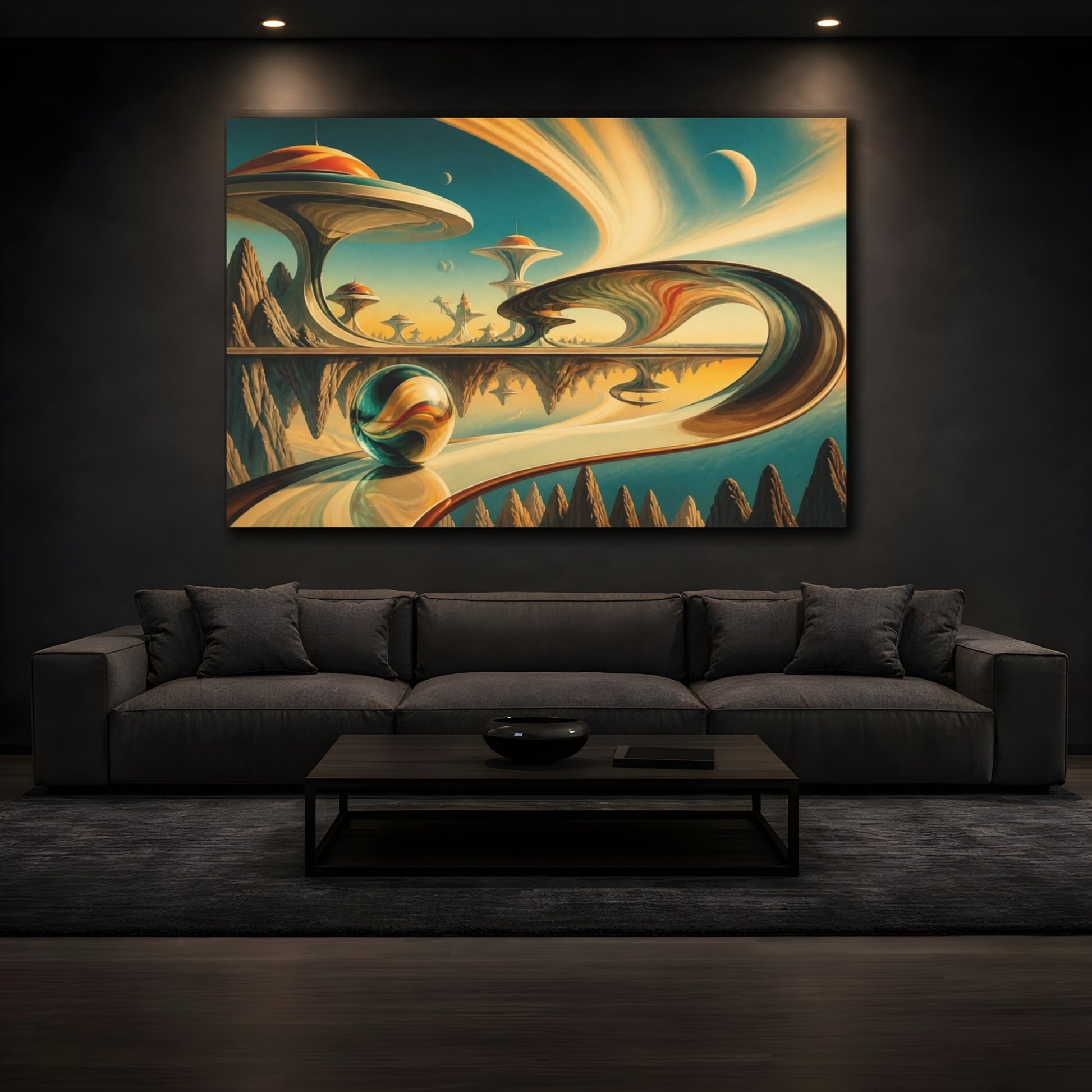 Mockup 3. Marble Illusion Landscape shown as canvas print