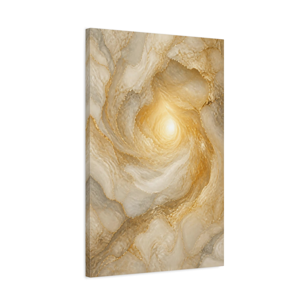 Side Mockup 2. Marble Light Abstract Portal shown as canvas print