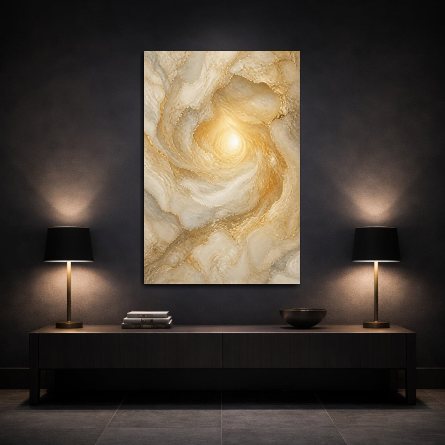 Mockup 3. Marble Light Abstract Portal shown as canvas print