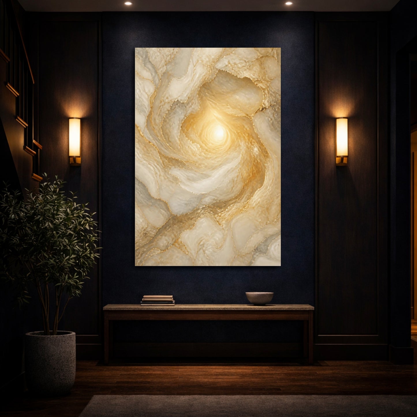 Mockup 4. Marble Light Abstract Portal shown as canvas print