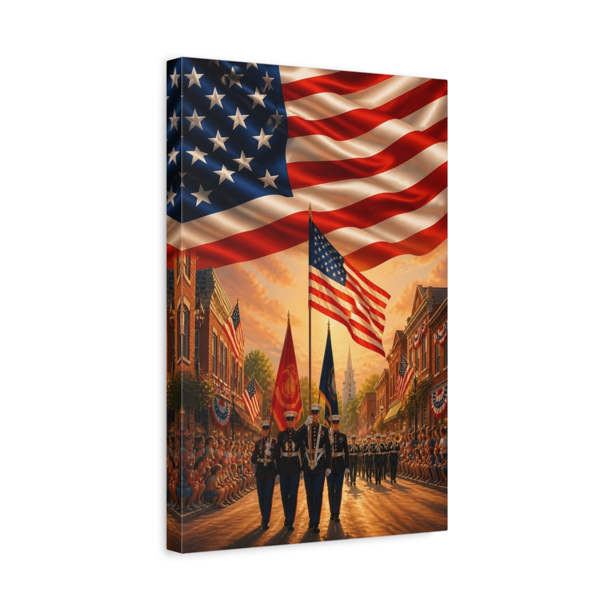 Side Mockup 4. Marines Color Guard Parade shown as canvas print