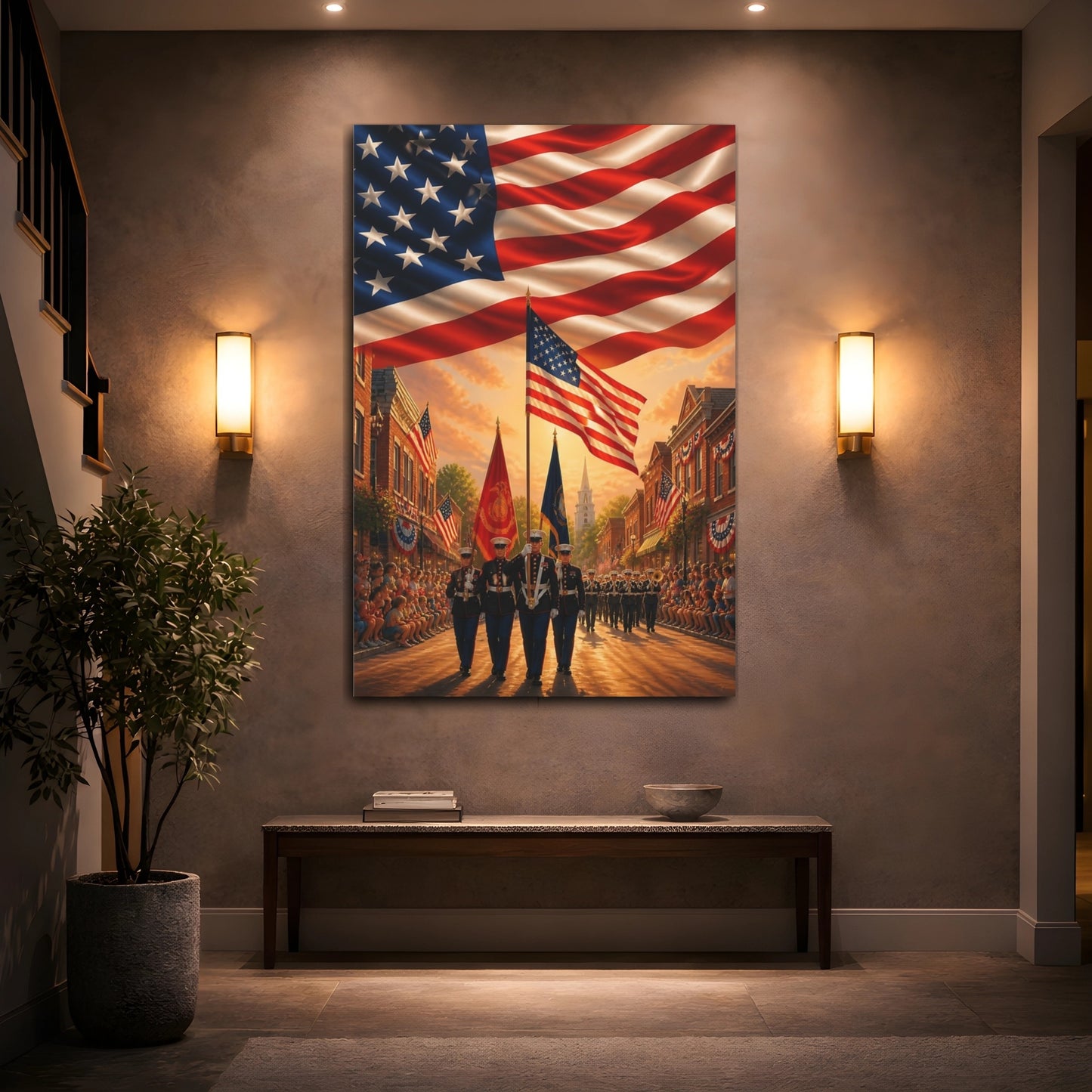 Mockup 2. Marines Color Guard Parade shown as canvas print