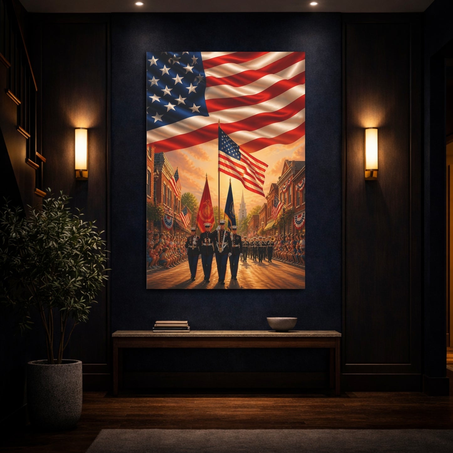 Mockup 4. Marines Color Guard Parade shown as canvas print