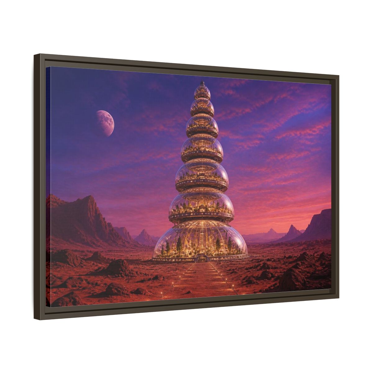 Side Mockup 11. Mars Dome Tower shown as framed canvas print