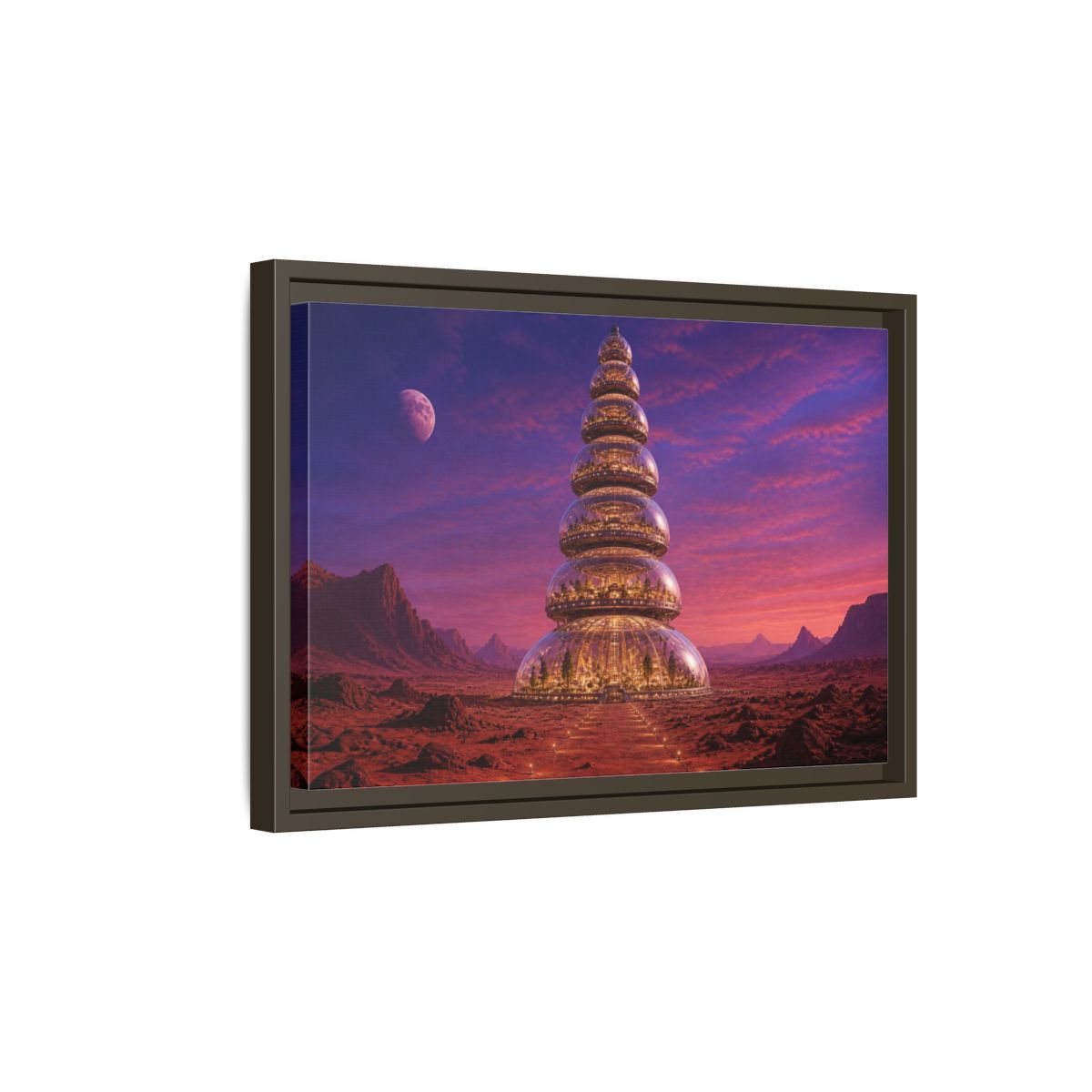 Side Mockup 5. Mars Dome Tower shown as framed canvas print