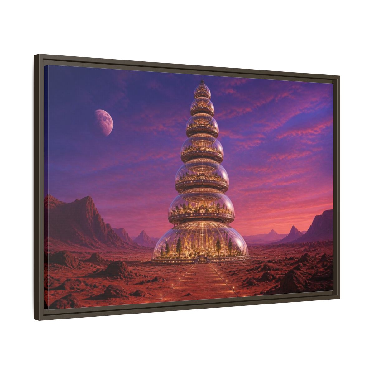 Main Mockup. Mars Dome Tower shown as framed canvas print
