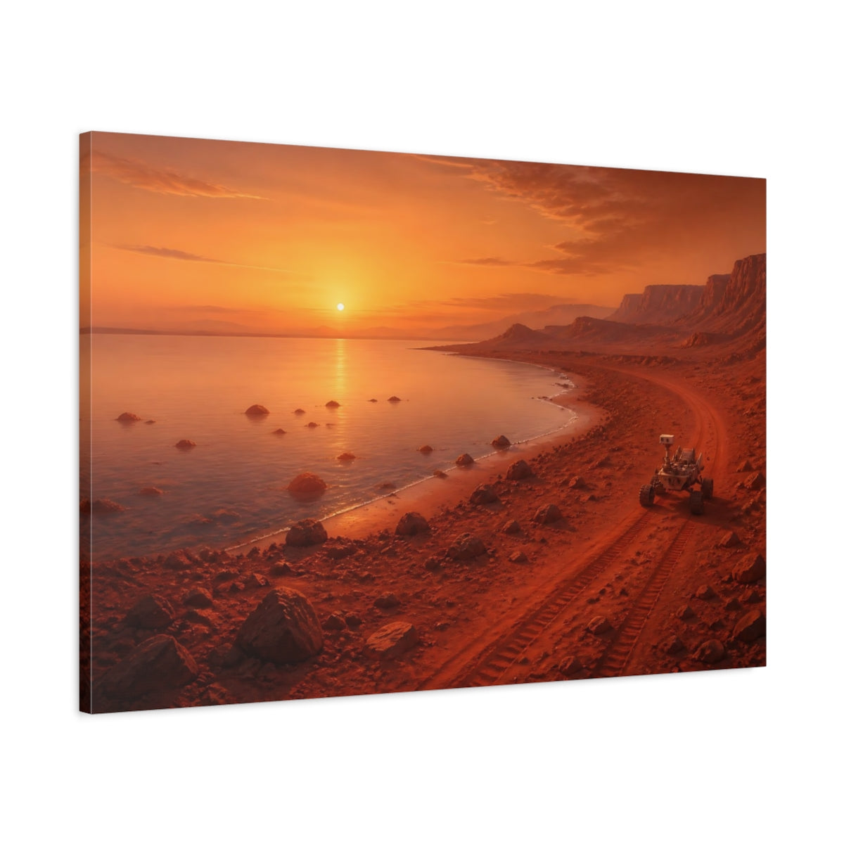 Main Mockup. Mars Valley At Sunset shown as canvas print
