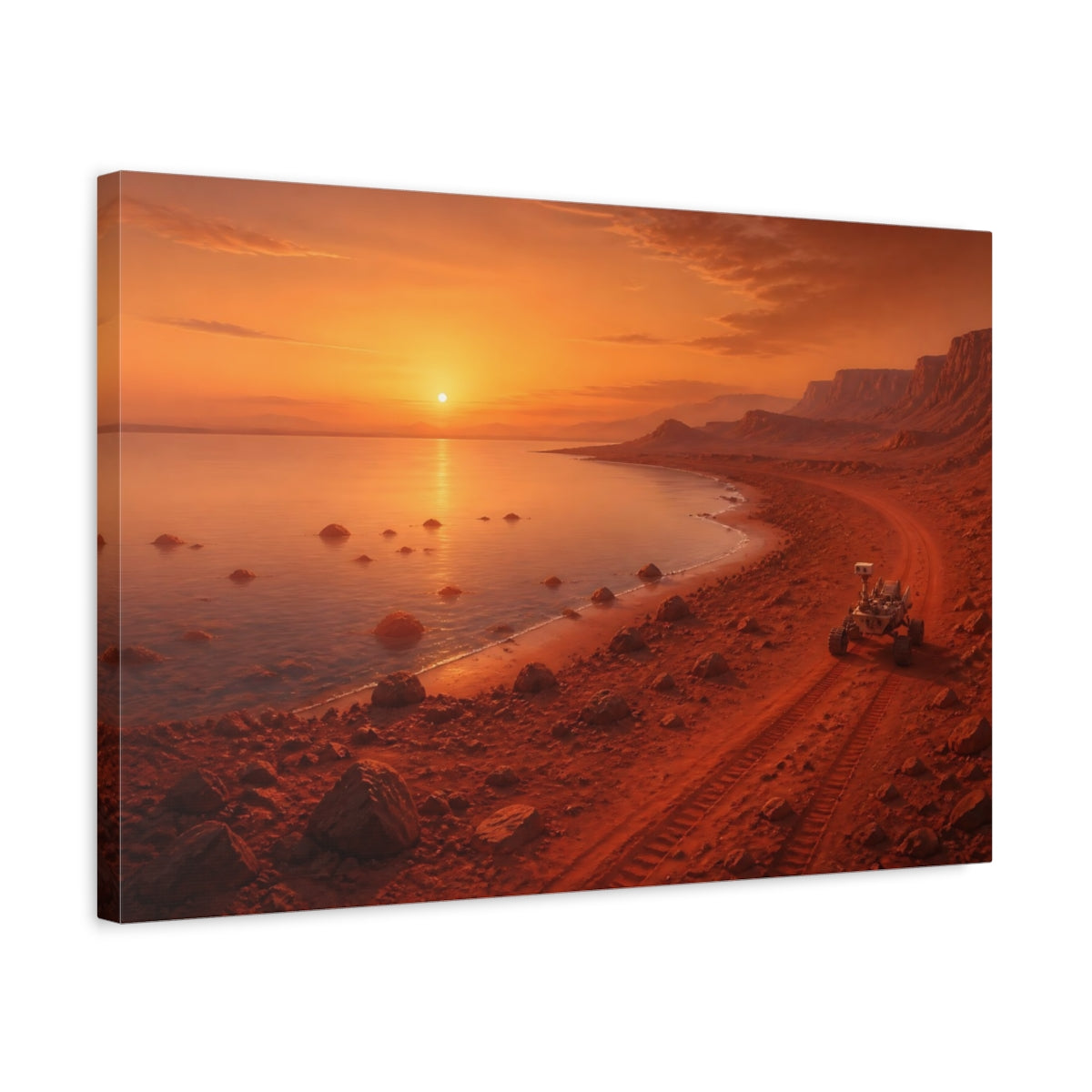 Side Mockup 3. Mars Valley At Sunset shown as canvas print