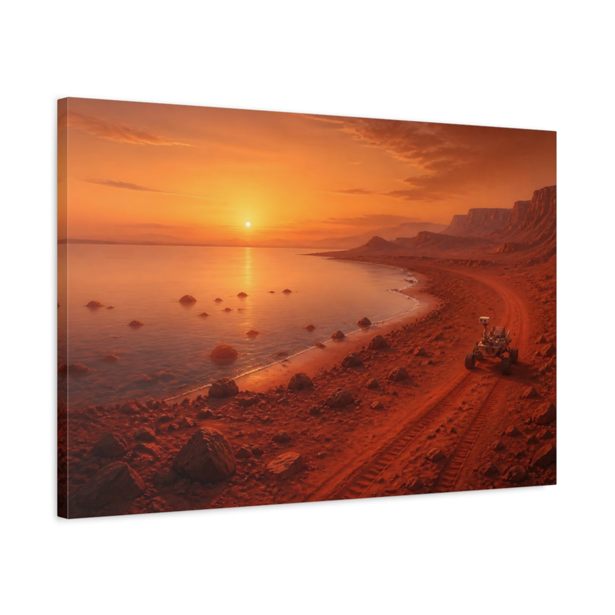 Side Mockup 2. Mars Valley At Sunset shown as canvas print